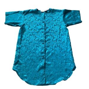 Victoria’s Secret Vintage Gold Label Teal Silky Satin Button Up Lingerie Dress